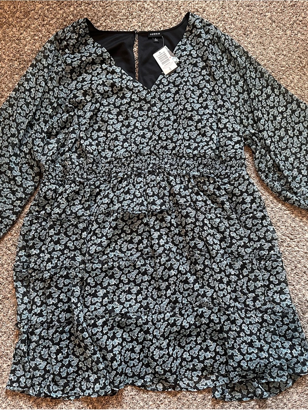 torrid Black Mini Dress with Light Blue Floral Print